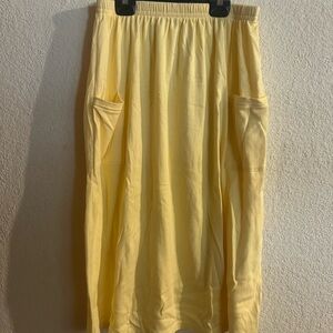 Lands' End Yellow Pencil Skirt with Pockets